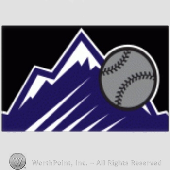 Colorado Rockies sport logo: Baseball over mountains on a black background.