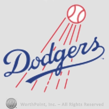 Los Angeles Dodgers sport logo: baseball above Dodgers.
