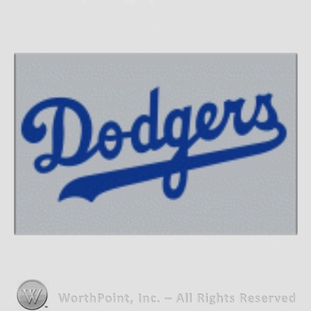 Los Angeles Dodgers sport logo: Dodgers on grey background.