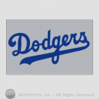 Los Angeles Dodgers sport logo: Dodgers on grey background.