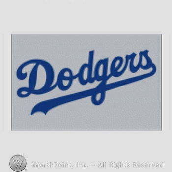 Los Angeles Dodgers sport logo: Dodgers on grey background.