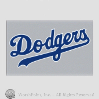 Los Angeles Dodgers sport logo: Dodgers on grey background.