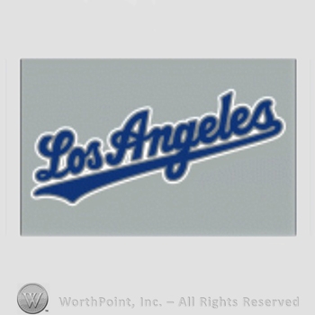 Los Angeles Dodgers sport logo: Los Angeles on grey background.