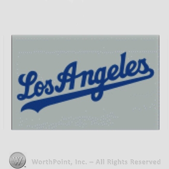 Los Angeles Dodgers sport logo: Los Angeles on grey background.