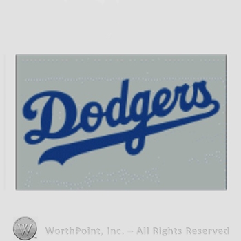 Los Angeles Dodgers sport logo: Dodgers on grey background.