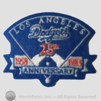 Los Angeles Dodgers sport logo: Los Angeles Dodgers 25 Anniversary; 1958 - 1983.