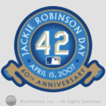 Los Angeles Dodgers sport logo: Jackie Robinson Day April 15, 2007 written in a circle; 42 inside the circle; 60th anniversary.