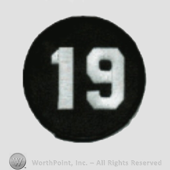 Los Angeles Dodgers sport logo: 19 inside a black ball.