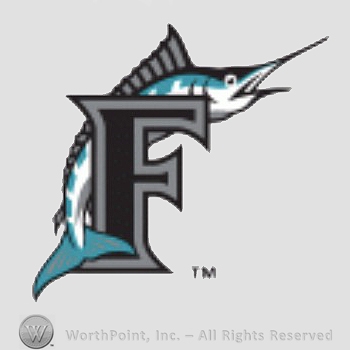 Miami Marlins sport logo: a marlin leaping over letter F.
