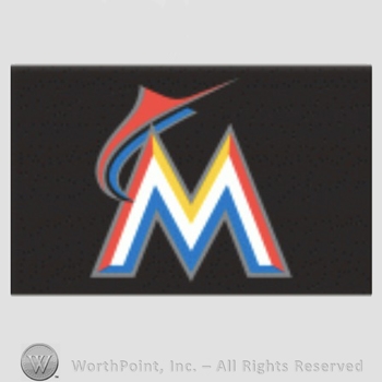 Miami Marlins sport logo: a marlin leaping over letter M on a black background.