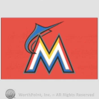 Miami Marlins sport logo: a marlin leaping over letter M on a red background.