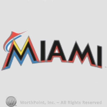Miami Marlins sport logo: a marlin leaping over word Miami.