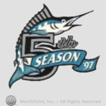 Miami Marlins sport logo: a marlin leaping over 5th season.