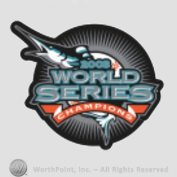 Miami Marlins sport logo: a marlin above 2008 World Series Champions written.