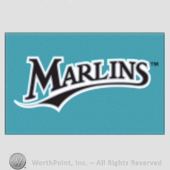 Miami Marlins sport logo: Marlins on a turquoise background.