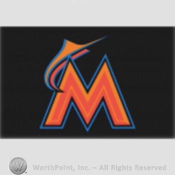 Miami Marlins sport logo: a marlin leaping over letter M on a black background.