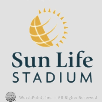 Miami Marlins sport logo: ball over Sun Life Stadium.