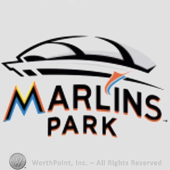 Miami Marlins sport logo: a stadium over words Marlin Park.