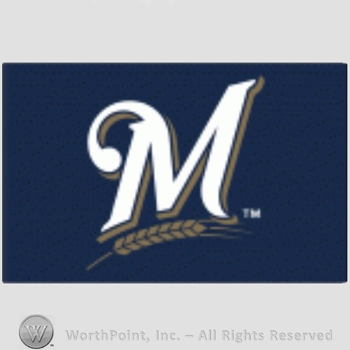 Milwaukee Brewers sport logo: letter M with wheat below on a navy background.