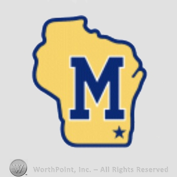 Milwaukee Brewers sport logo: letter M on a map of Wisconsin.