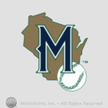 Milwaukee Brewers sport logo: letter M on a map of Wisconsin and a baseball.