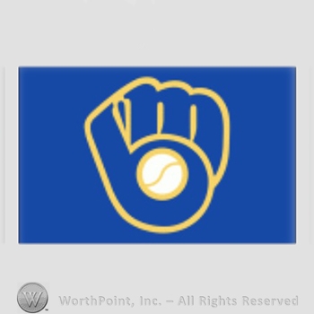 Milwaukee Brewers sport logo: MB together in the shape of a baseball glove on a blue background.