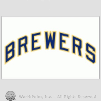 Milwaukee Brewers sport logo: Brewers written on a white background.