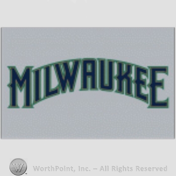 Milwaukee Brewers sport logo: Milwaukee on a grey background.