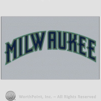 Milwaukee Brewers sport logo: Milwaukee on a grey background.