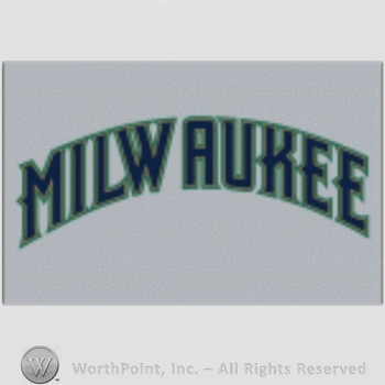 Milwaukee Brewers sport logo: Milwaukee on a grey background.