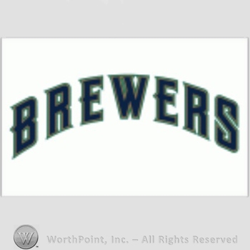 Milwaukee Brewers sport logo: Brewers written on a white background.
