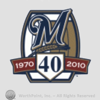 Milwaukee Brewers sport logo: letter M above 1970 40 2010.