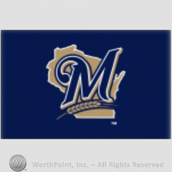 Milwaukee Brewers sport logo: letter M with wheat below on a navy background.