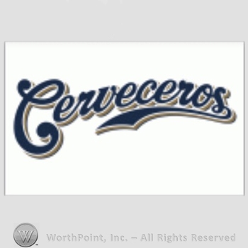 Milwaukee Brewers sport logo: Cerveceros written on a white background.