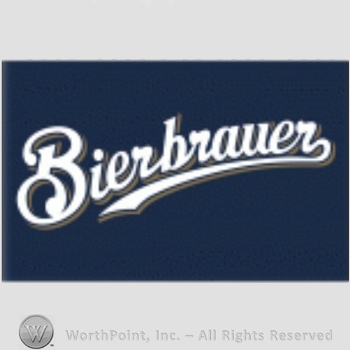 Milwaukee Brewers sport logo: Bierbrauer written on a navy blue background.