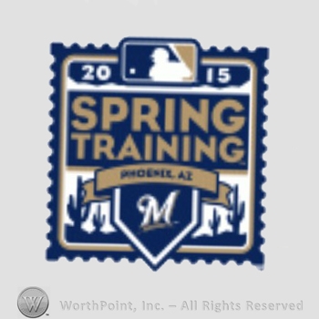 Milwaukee Brewers sport logo: spring training written above letter M.