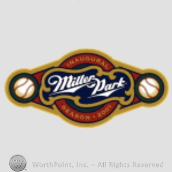Milwaukee Brewers sport logo: Miller Dark written between two baseballs.