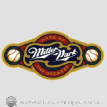 Milwaukee Brewers sport logo: Miller Dark written between two baseballs.