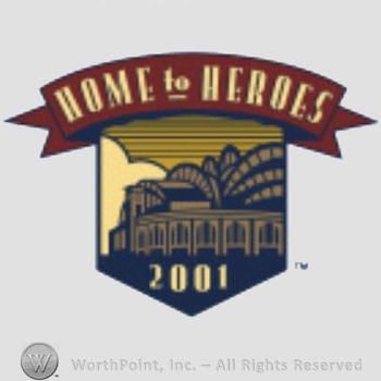 Milwaukee Brewers sport logo: Home to Heroes written above a stadium and 2001.