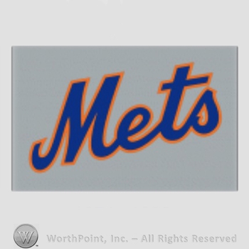 New York Mets sport logo: Mets on a grey background.