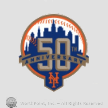 New York Mets sport logo: 50th Anniversary written over the New York skyline.