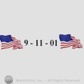 New York Mets sport logo: 9 - 11 - 01 between two American flags.