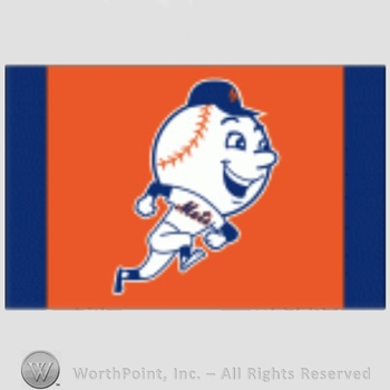 New York Mets sport logo: baseball head mascot running on an orange background.