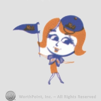 New York Mets sport logo: baseball head lady mascot with a pennant.