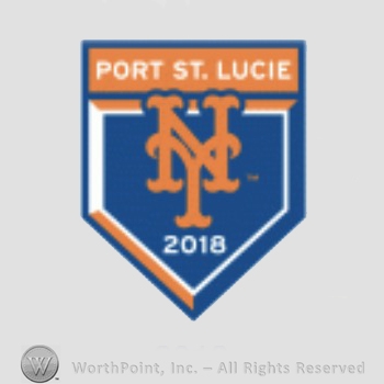 New York Mets sport logo: Port St. Lucie NY 2018 written on a pennant.
