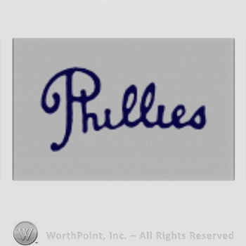 Philadelphia Phillies sport logo: Phillies written on a grey background.