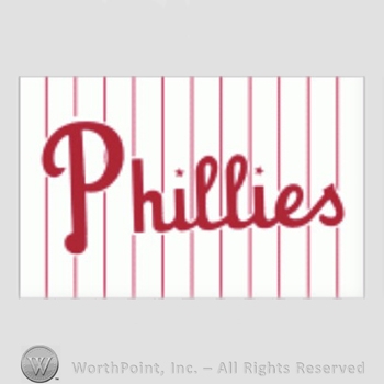 Philadelphia Phillies sport logo: Phillies written on a white with red stripes background.