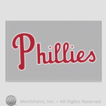Philadelphia Phillies sport logo: Phillies written on a grey background.