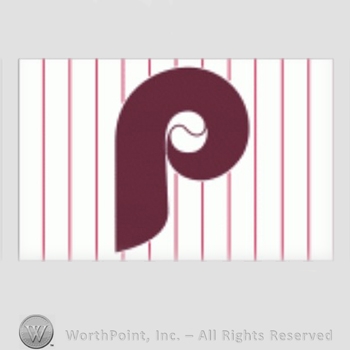Philadelphia Phillies sport logo: letter P with a baseball inside; white with red stripes background.
