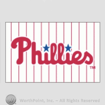 Philadelphia Phillies sport logo: Philies on a white with red stripes background.